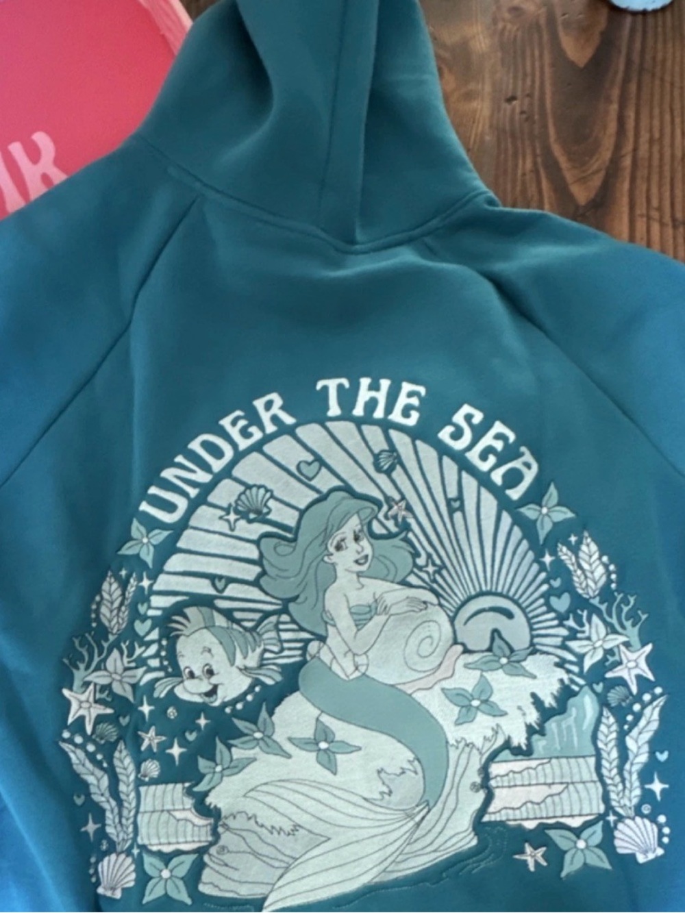 RARE Pink Palm Puff "Under the Sea" Hoodie Blue Disney Mermaid Small NEW IN BOX - Picture 2 of 11